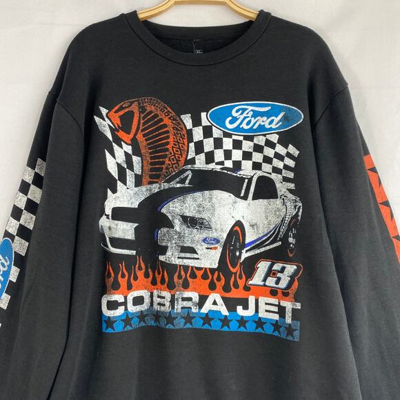 Ford Race Car Sweatshirt Cobra Jet Men XL Black Crewneck Grunge Graphic Print - Picture 3 of 8